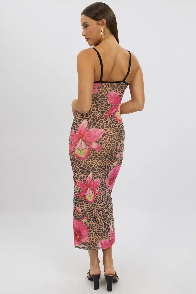 Multi Animal Print Bodycon Dress Maxi Mesh sold by Ally Fashion product image thumbnail 5