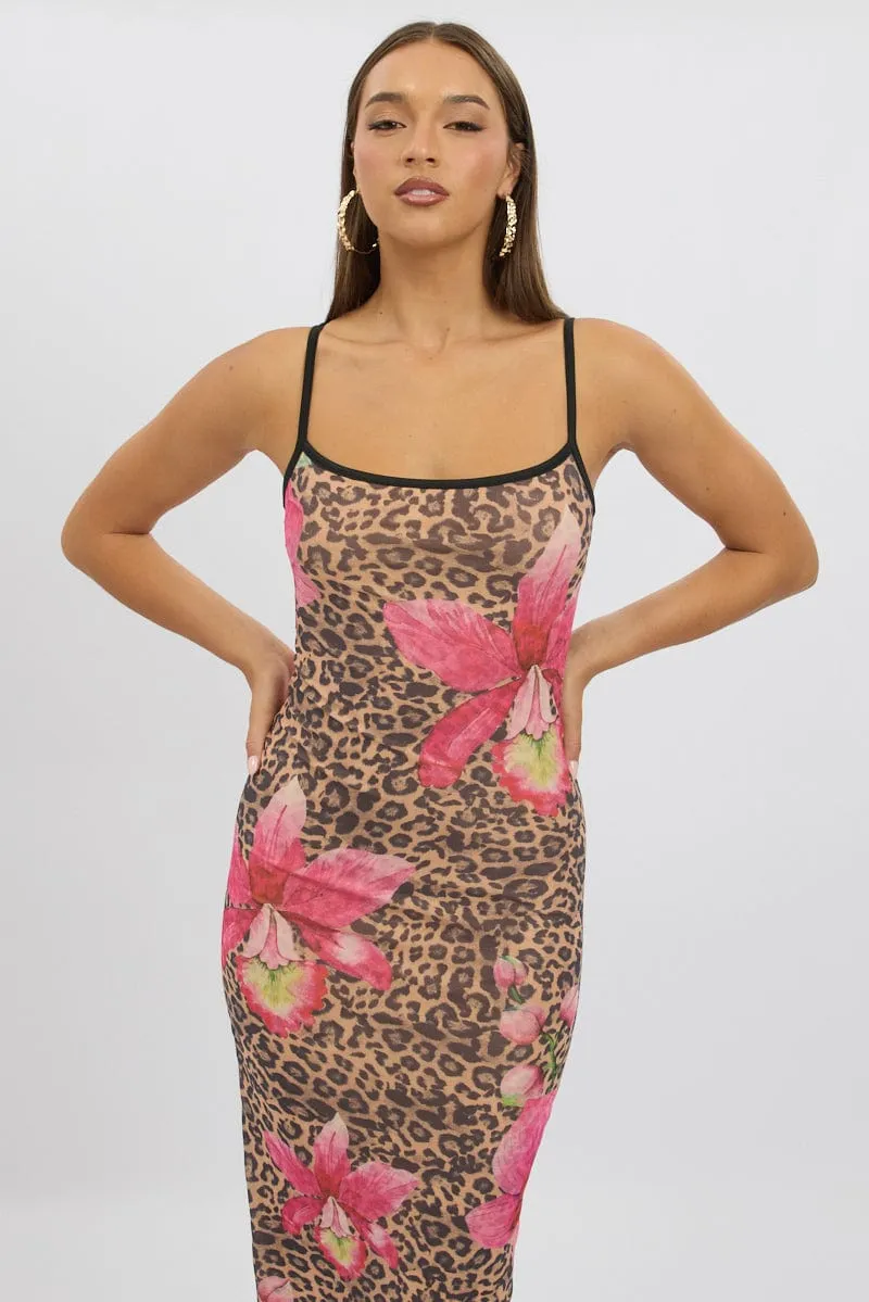 Multi Animal Print Bodycon Dress Maxi Mesh sold by Ally Fashion product image thumbnail 2