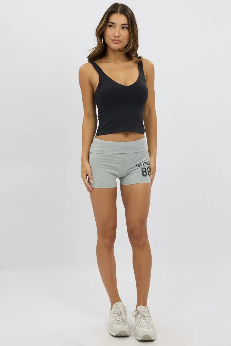 Grey Folded Waist Biker Shorts sold by Ally Fashion product image thumbnail 2