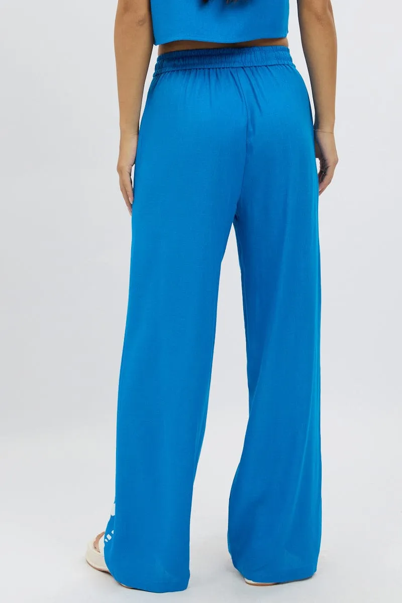 Blue Wide Leg Pants Elasticated Waist sold by Ally Fashion product image thumbnail 5