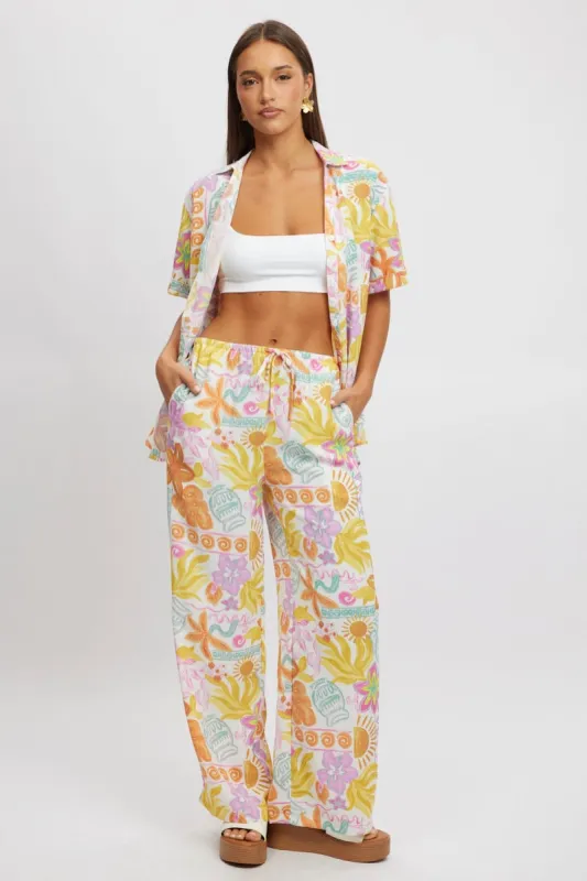 Multi Abstract Wide Leg Pants High Rise sold by Ally Fashion