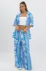 Blue Abstract Relaxed Shirt Short Sleeve Linen Blend sold by Ally Fashion