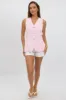Pink Linen Vest Longline V Neck sold by Ally Fashion