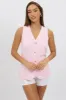 Pink Linen Vest Longline V Neck sold by Ally Fashion