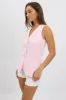 Pink Linen Vest Longline V Neck sold by Ally Fashion