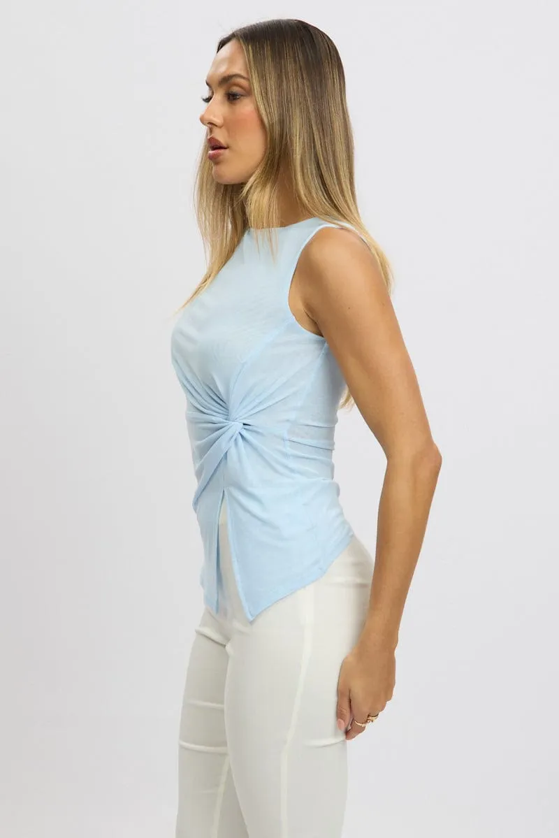 Blue Twisted Top Sleeveless Mesh sold by Ally Fashion product image thumbnail 4