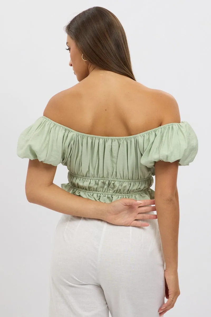 Green Ruffle Crop Top Puff Sleeve sold by Ally Fashion product image thumbnail 5