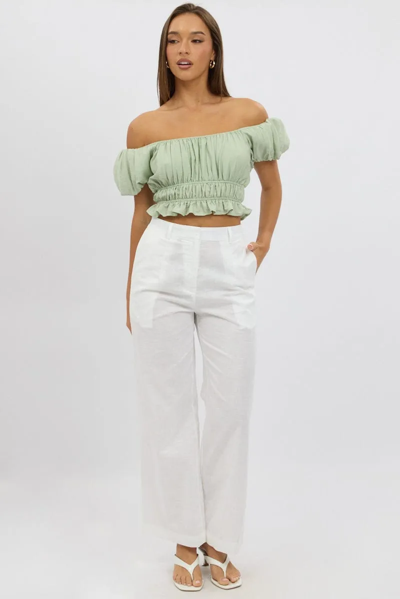 Green Ruffle Crop Top Puff Sleeve sold by Ally Fashion product image thumbnail 2
