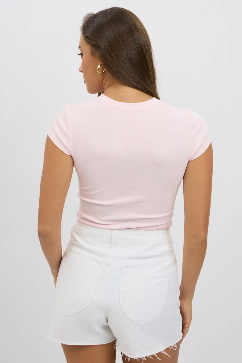 Pink Graphic Tee Short Sleeve sold by Ally Fashion product image thumbnail 5