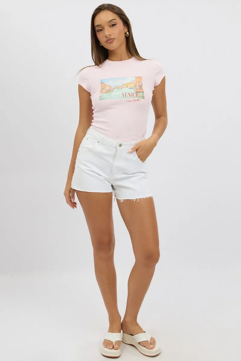 Pink Graphic Tee Short Sleeve sold by Ally Fashion product image thumbnail 2