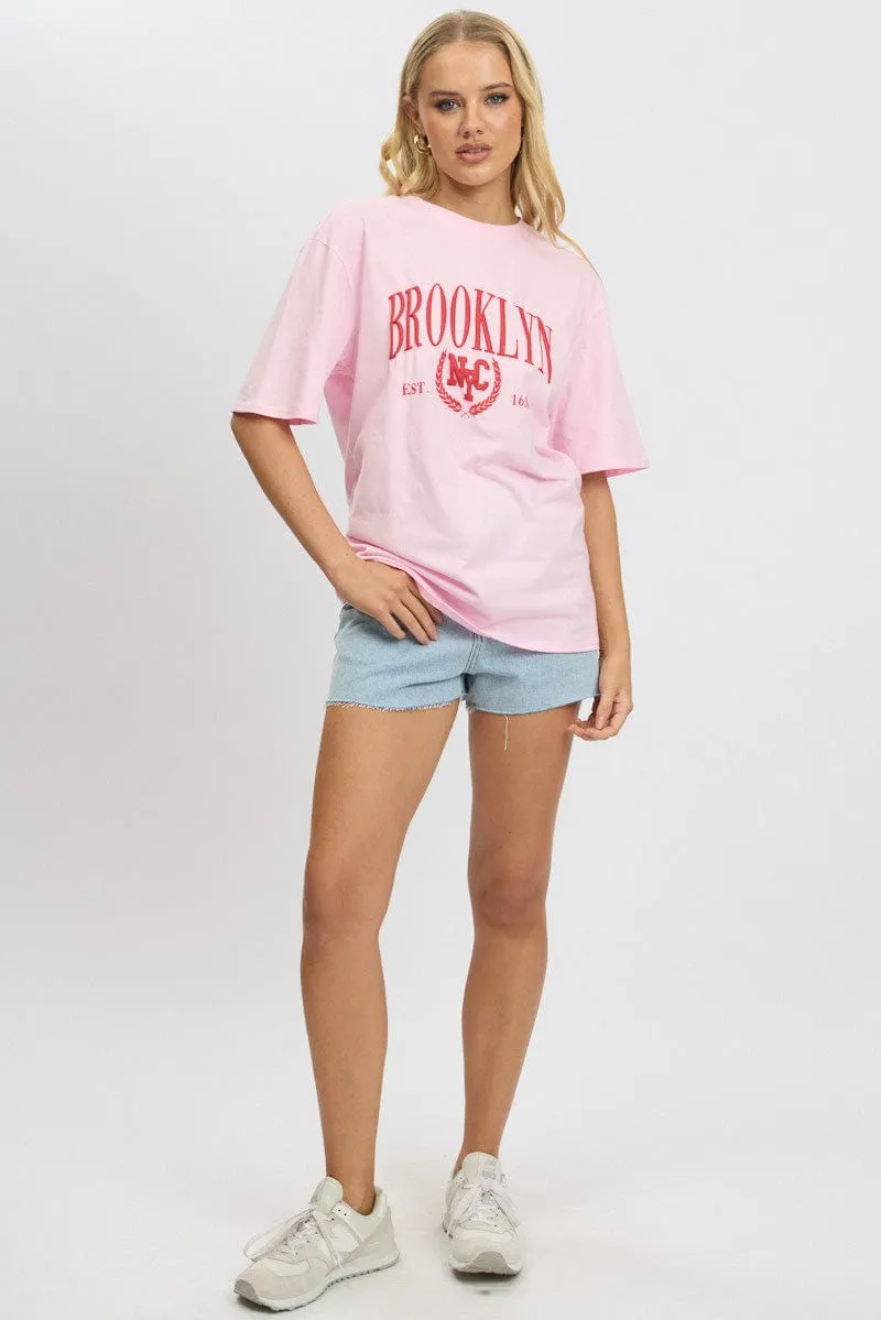 Pink Graphic Tee Short Sleeve sold by Ally Fashion product image thumbnail 2