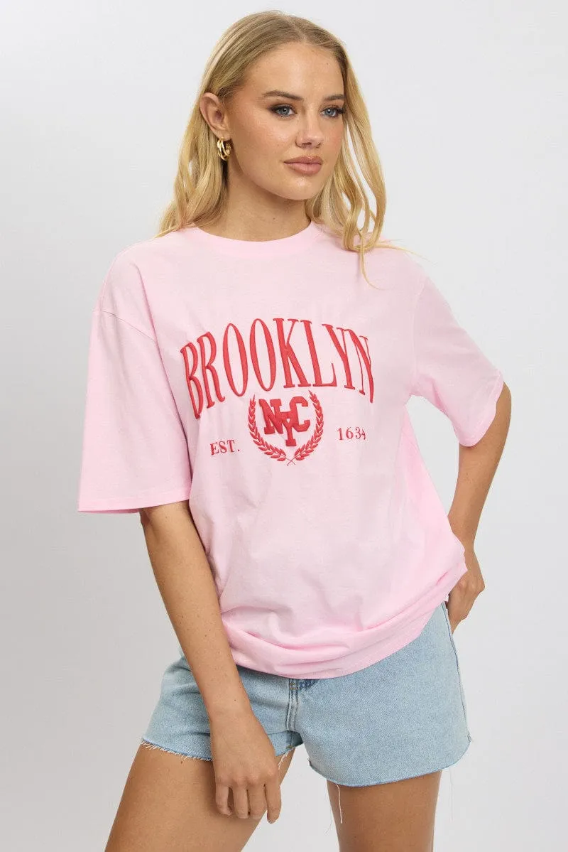 Pink Graphic Tee Short Sleeve sold by Ally Fashion product image thumbnail 3