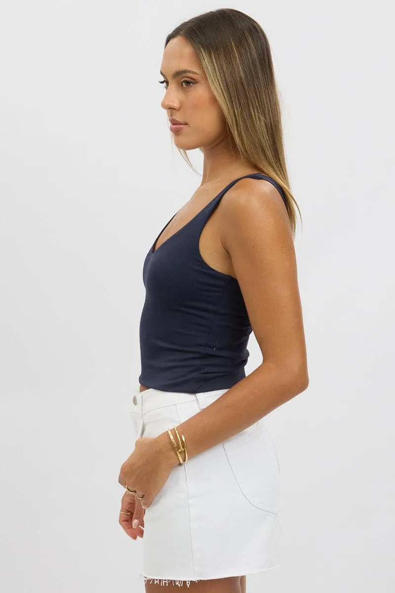 Blue Tank Top V Neck Supersoft sold by Ally Fashion product image thumbnail 4