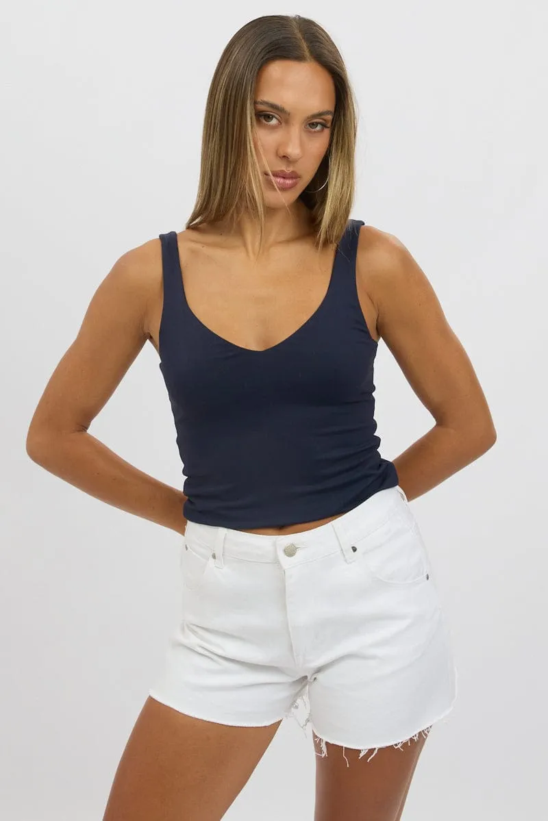 Blue Tank Top V Neck Supersoft sold by Ally Fashion