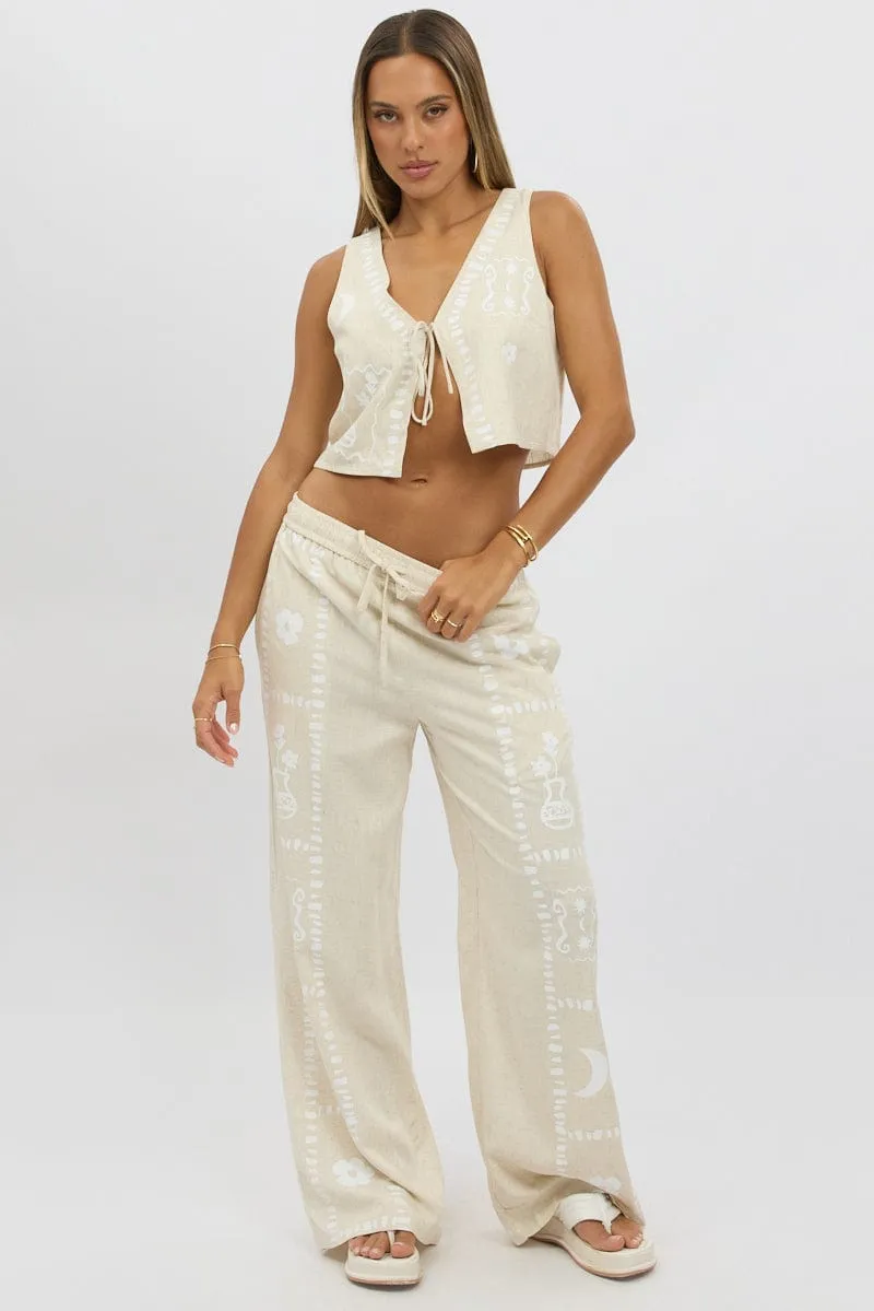 Beige Tie Up Front Top sold by Ally Fashion product image thumbnail 2