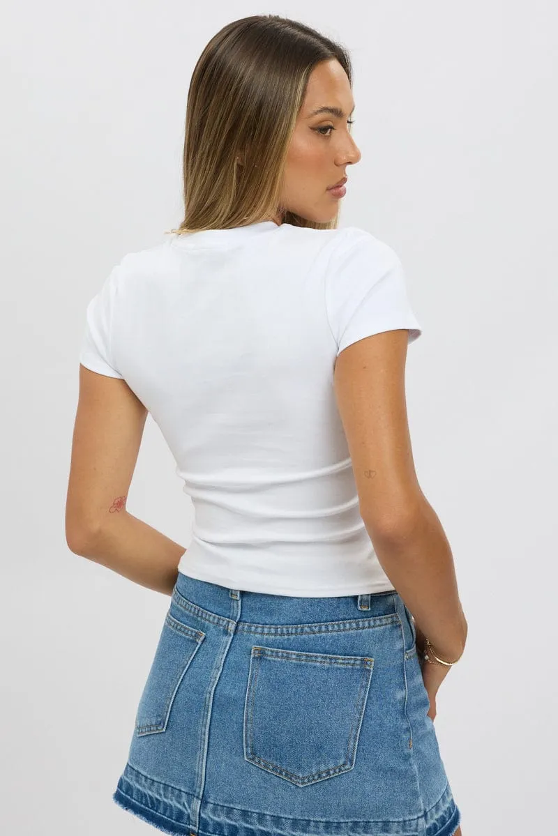 White Graphic Tee Short Sleeve sold by Ally Fashion product image thumbnail 5