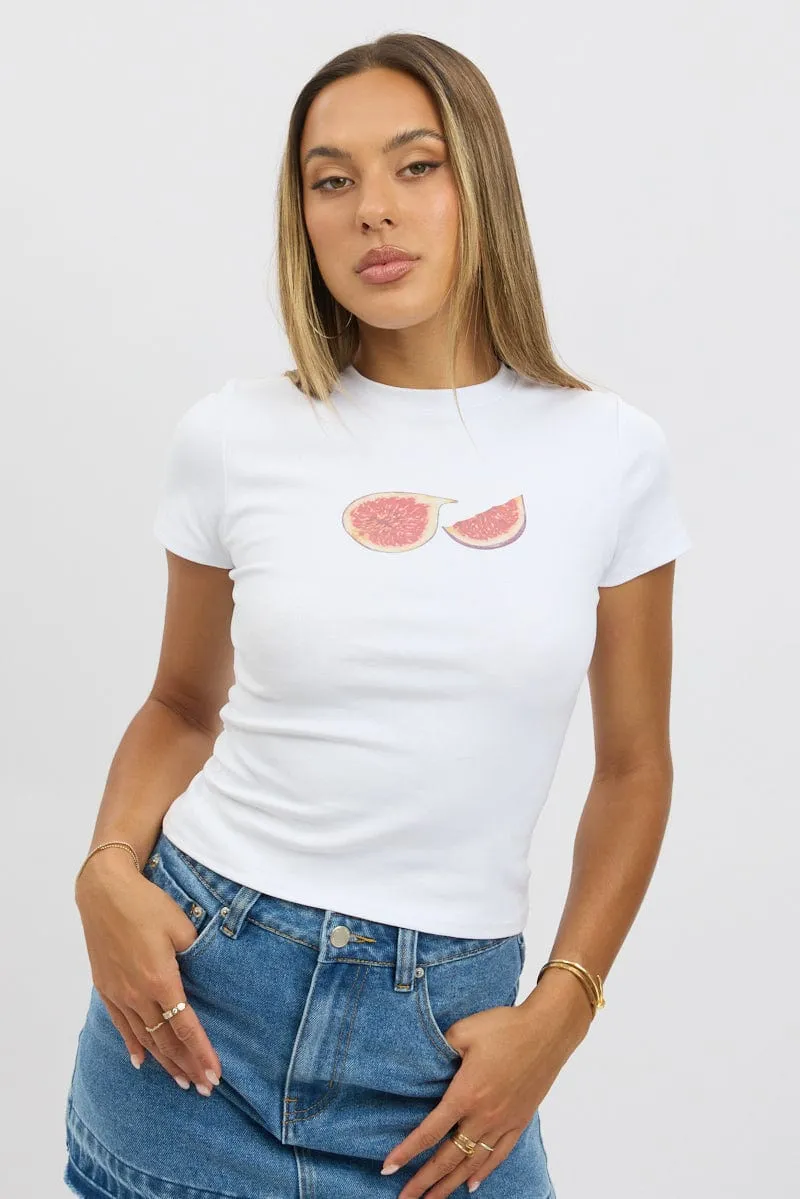 White Graphic Tee Short Sleeve sold by Ally Fashion product image thumbnail 3