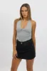 Grey Halter Neck Top V Neck Supersoft sold by Ally Fashion