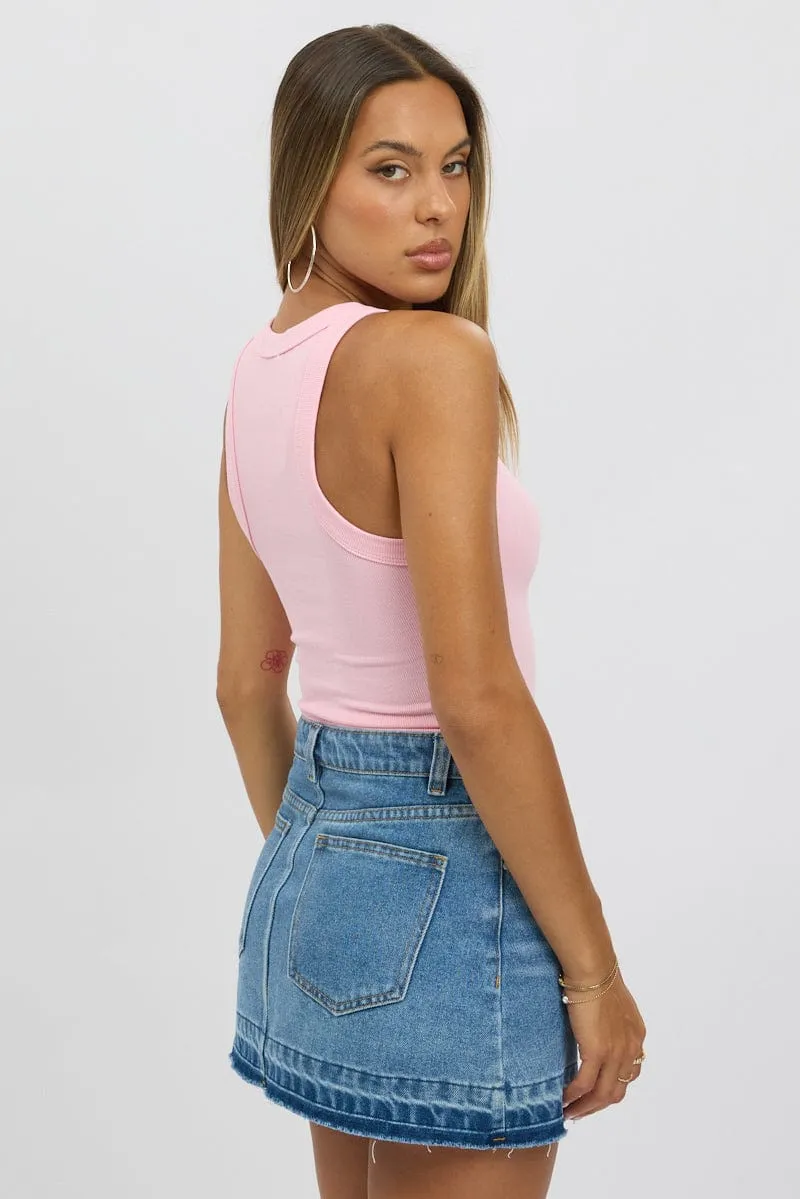 Pink Tank Top Rib sold by Ally Fashion product image thumbnail 5