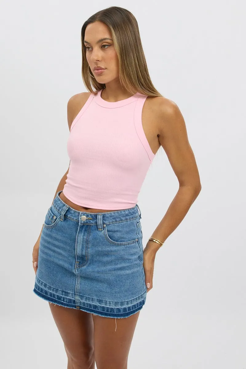 Pink Tank Top Rib sold by Ally Fashion product image thumbnail 3