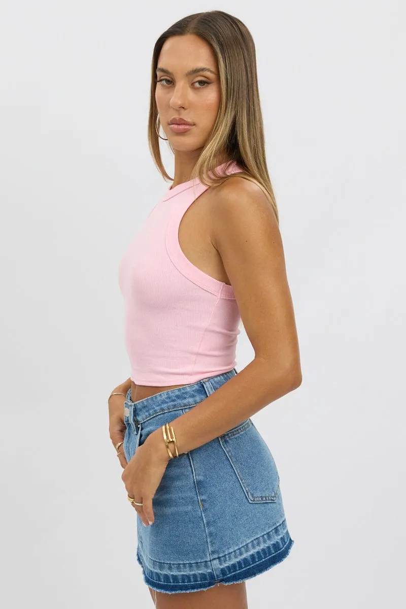 Pink Tank Top Rib sold by Ally Fashion product image thumbnail 4