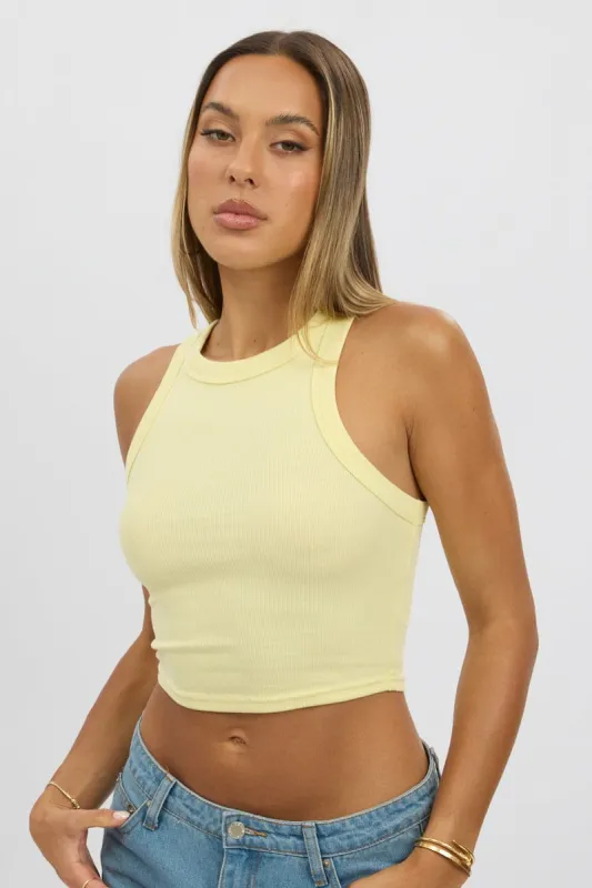 Yellow Tank Top Rib sold by Ally Fashion