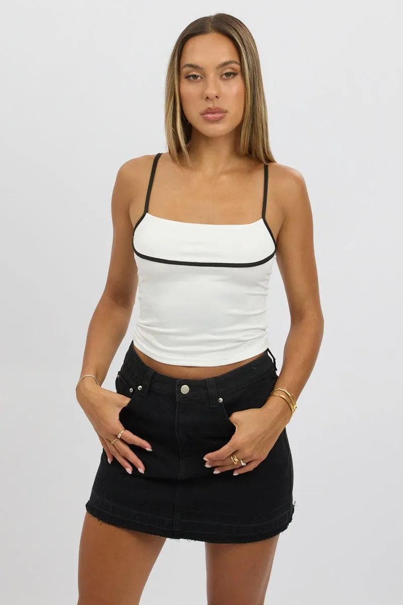 White Singlet Top Contrast Piping sold by Ally Fashion product image thumbnail 3
