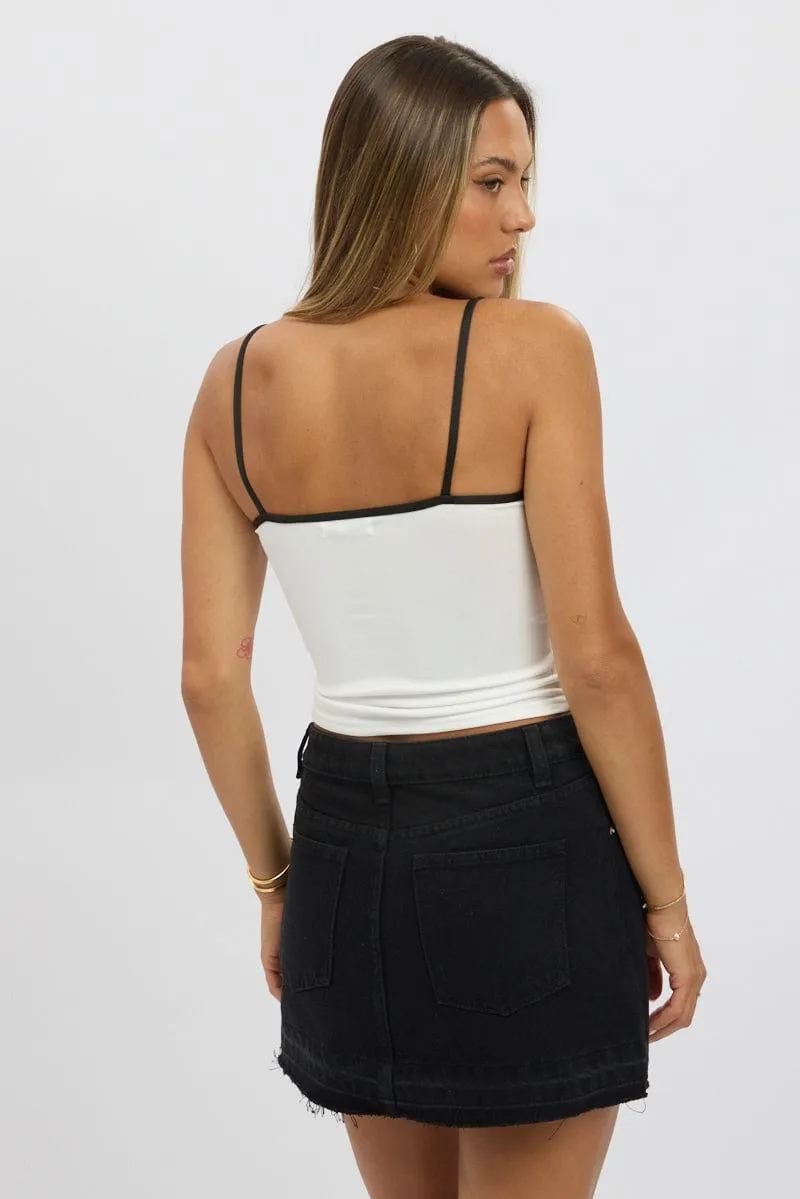 White Singlet Top Contrast Piping sold by Ally Fashion product image thumbnail 5