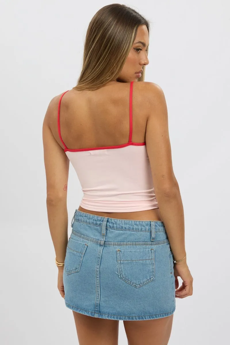 Pink Singlet Top Contrast Piping sold by Ally Fashion product image thumbnail 5