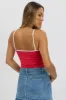 Red Singlet Top Contrast Piping sold by Ally Fashion
