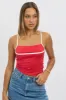 Red Singlet Top Contrast Piping sold by Ally Fashion