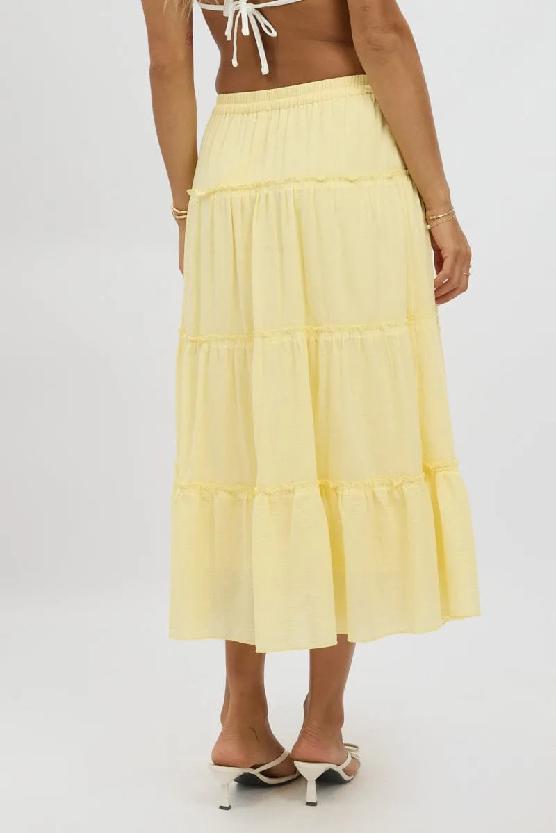 Yellow Tiered Midi Skirt sold by Ally Fashion product image thumbnail 5
