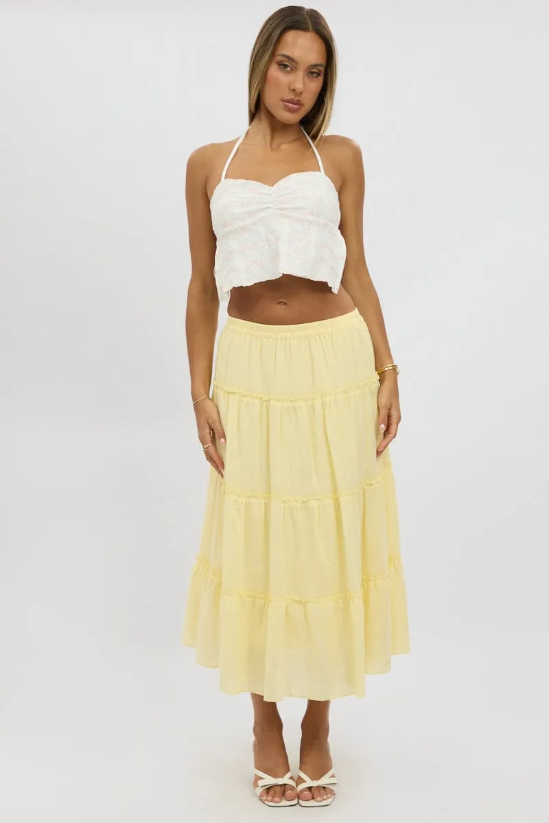 Yellow Tiered Midi Skirt sold by Ally Fashion product image thumbnail 2