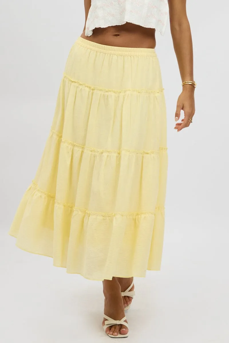 Yellow Tiered Midi Skirt sold by Ally Fashion product image thumbnail 3