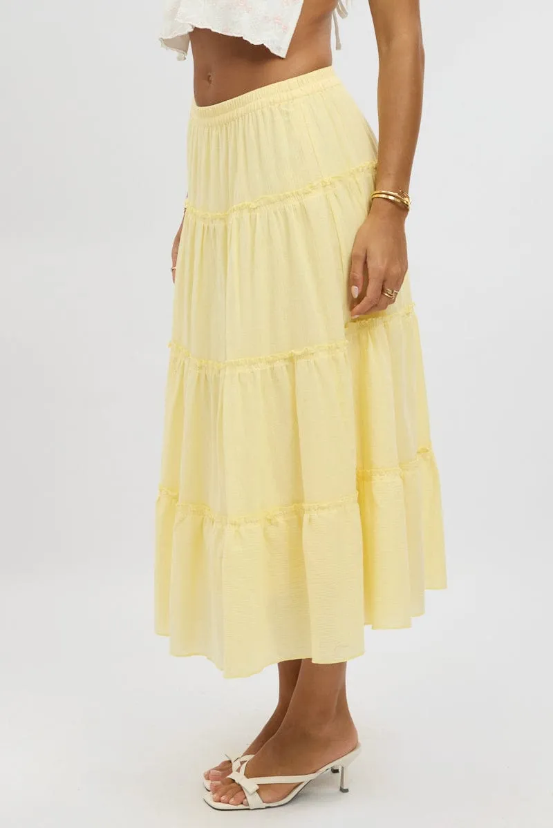 Yellow Tiered Midi Skirt sold by Ally Fashion product image thumbnail 4
