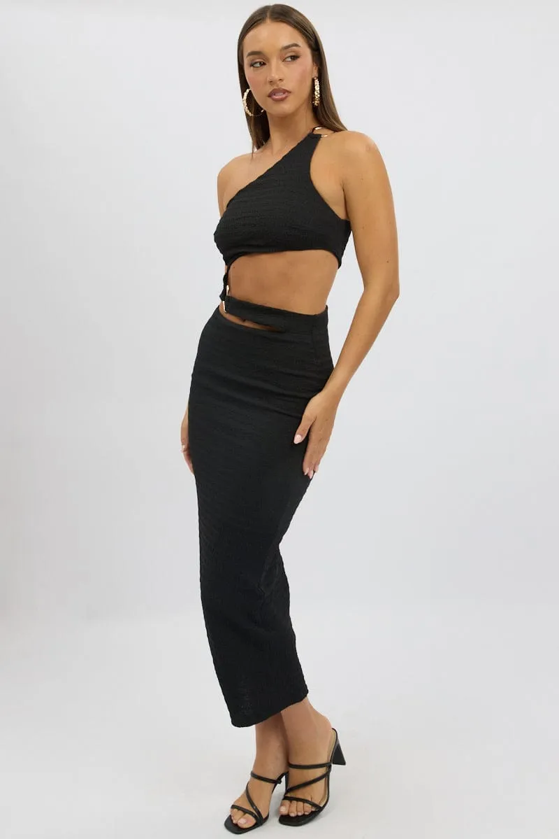 Black Bodycon Dress One Shoulder Textured sold by Ally Fashion product image thumbnail 4