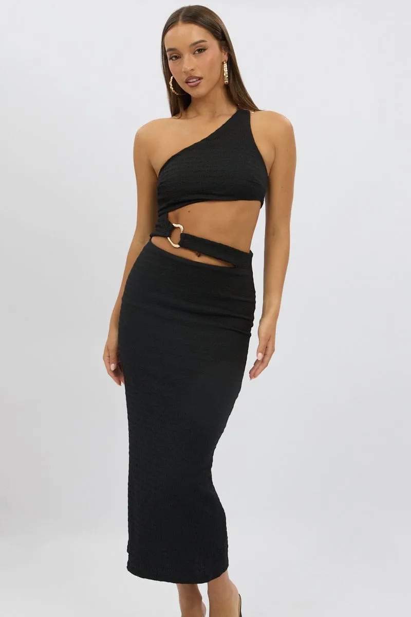 Black Bodycon Dress One Shoulder Textured sold by Ally Fashion product image thumbnail 2