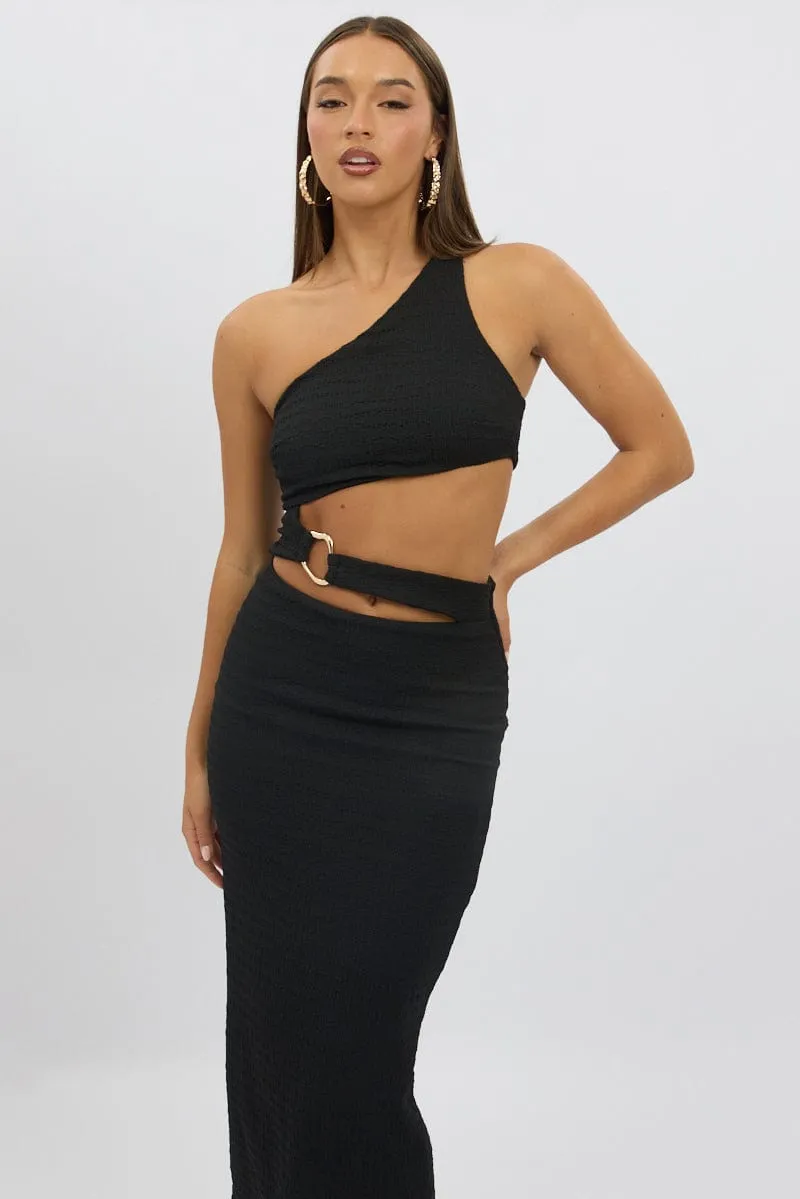 Black Bodycon Dress One Shoulder Textured sold by Ally Fashion product image thumbnail 3