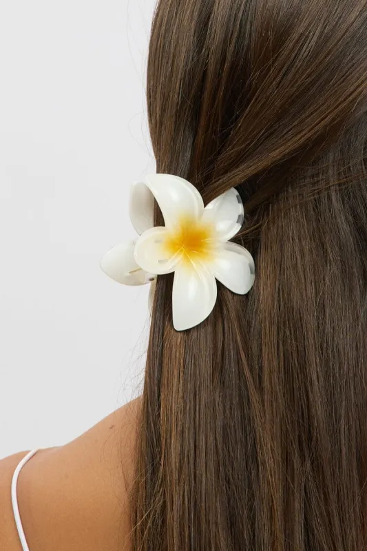 White Hibiscus Flower Claw Clip sold by Ally Fashion