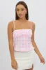 Pink Check Cami Top Rosette sold by Ally Fashion