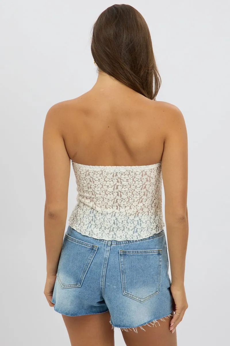 White Lace Tube Top Strapless sold by Ally Fashion product image thumbnail 4