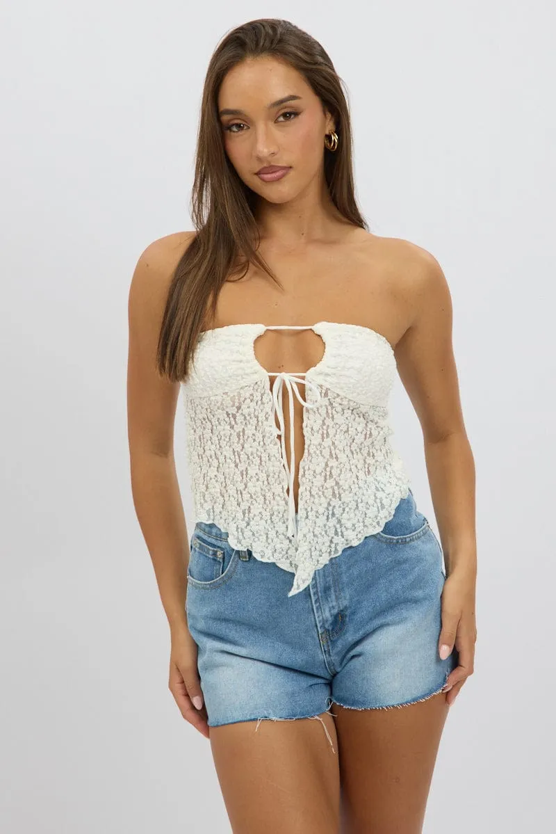 White Lace Tube Top Strapless sold by Ally Fashion
