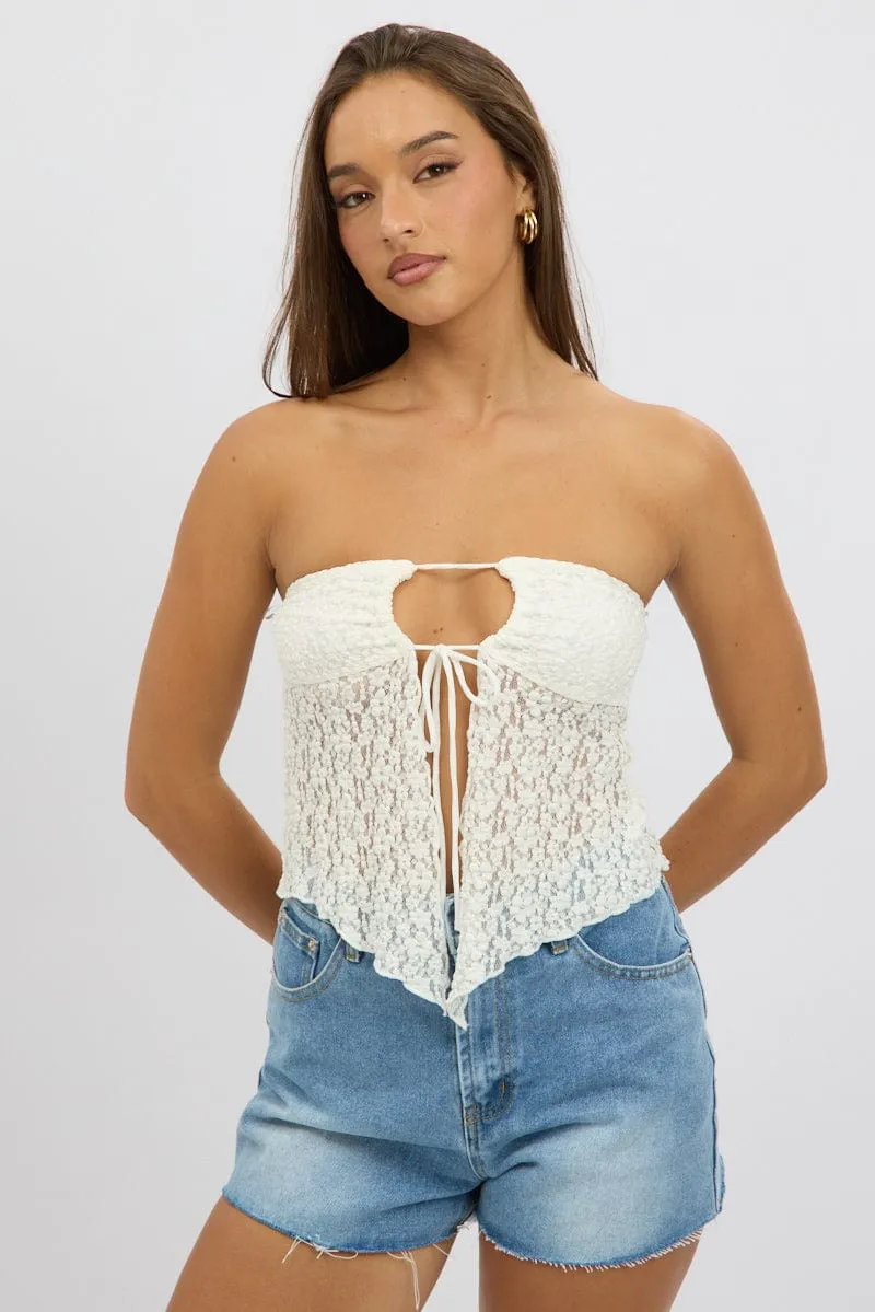 White Lace Tube Top Strapless sold by Ally Fashion product image thumbnail 5