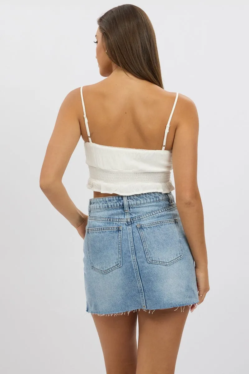 White Crop Cami Top Shirred Waist sold by Ally Fashion product image thumbnail 5