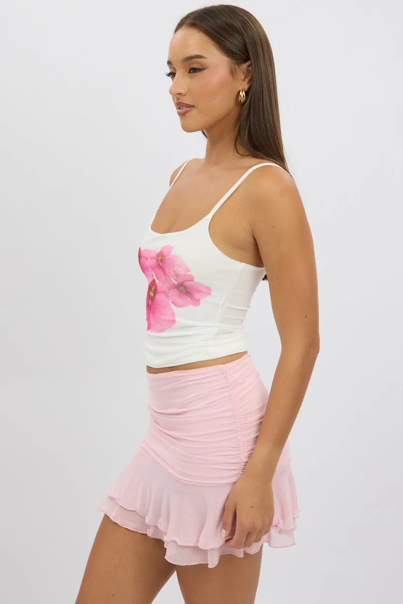 White Floral Singlet Top Mesh sold by Ally Fashion product image thumbnail 4