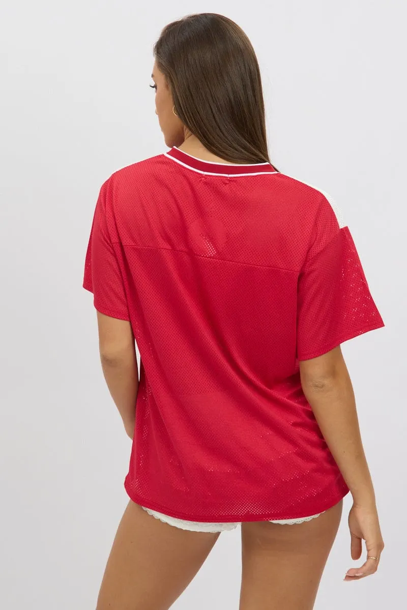 Red Sport Tee Short Sleeve sold by Ally Fashion product image thumbnail 5