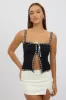Black Cami Top Sleeveless Lace Trim Ribbon sold by Ally Fashion