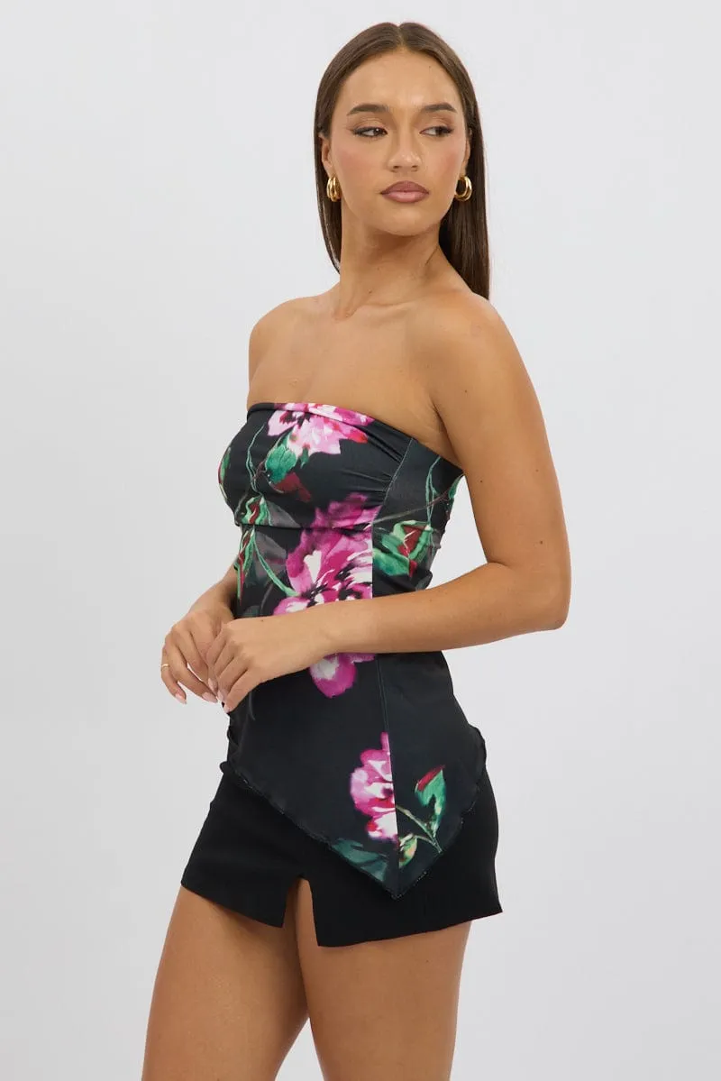 Black Floral Bandeau Top sold by Ally Fashion product image thumbnail 4
