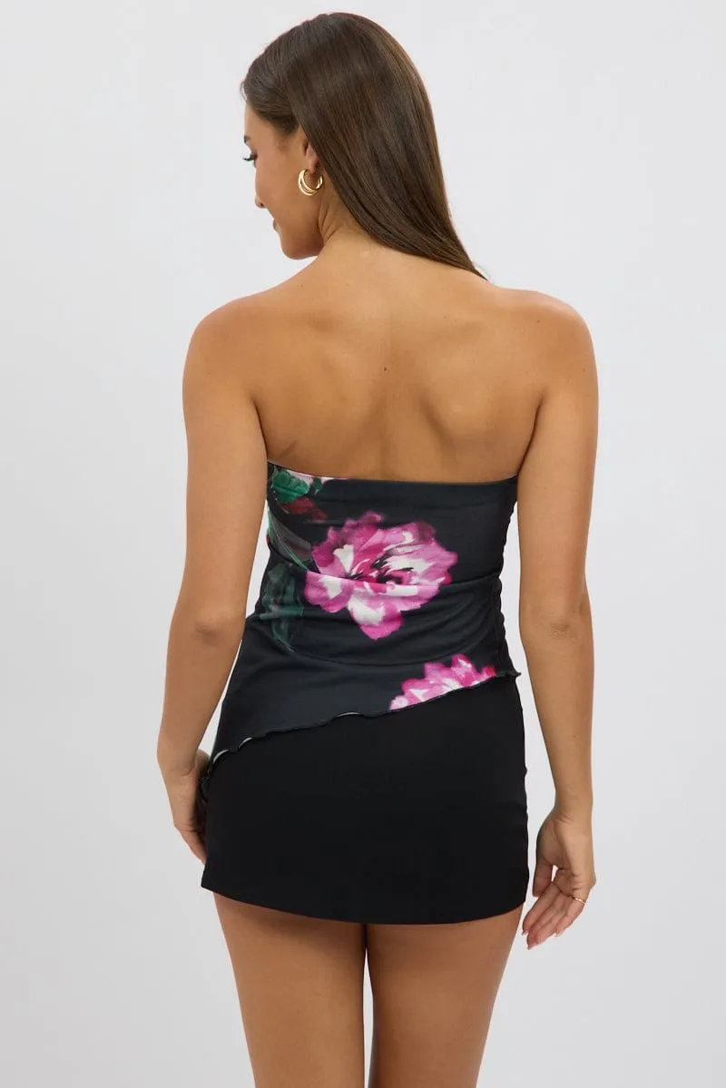 Black Floral Bandeau Top sold by Ally Fashion product image thumbnail 5