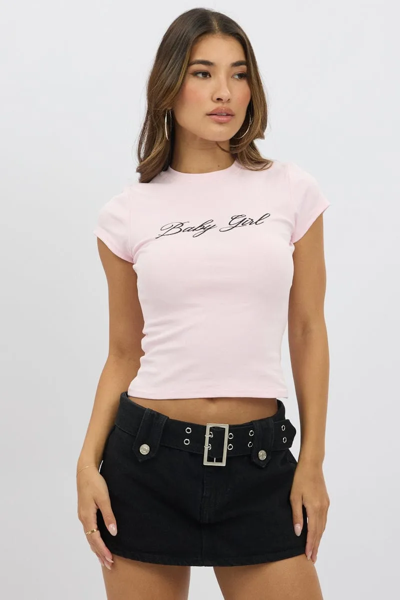 Pink Graphic Tee Short Sleeve sold by Ally Fashion product image thumbnail 3